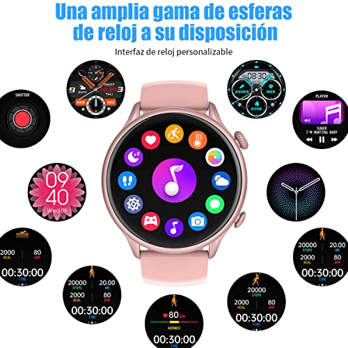 Smartwatch, Contesta Llamadas y SMS, Reloj Inteligente Deportivo 1.32" Táctil Completa IP67, Pulsómetro Monitor de Sueño