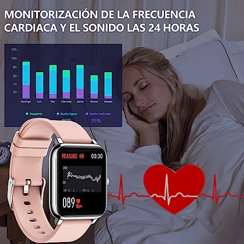 Smartwatch Reloj Inteligente Salandens  Mujer y Hombre Smartwatch Presion Arterial Monitor Pulser, Impermeable IP67,con Monitor De Frecuencia Cardíaca, Monitor De Calorías.