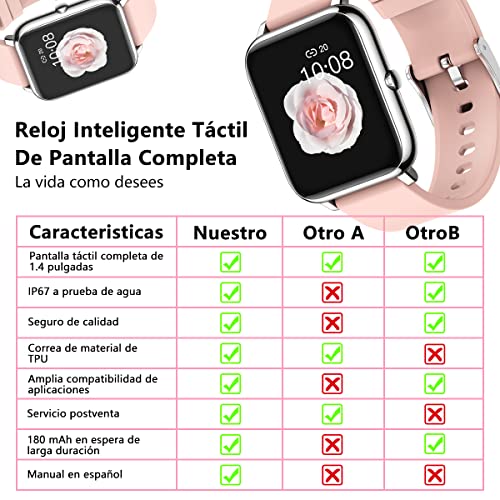 Smartwatch Reloj Inteligente Salandens Mujer y Hombre Smartwatch Presion Arterial Monitor Pulser Impermeable IP67 con Monitor De Frecuencia Cardiaca