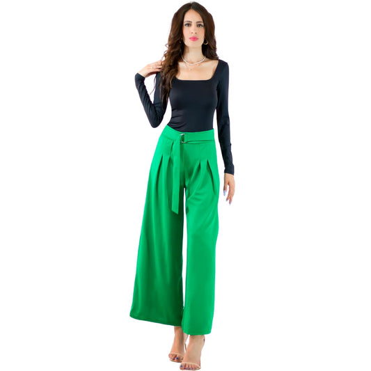 Generic Pantalones Wide Legs para Mujer (MX/US, Alfa, Talla única, Regular, Regular, Verde)