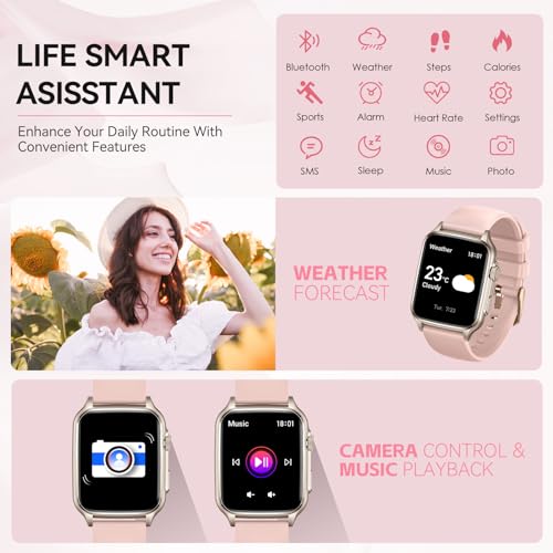 Smartwatch Mujer Reloj Inteligente con Llamadas Bluetooth Reloj Deportivo Pulsómetro Monitor de Frecuencia Cardíaca Oxígeno.