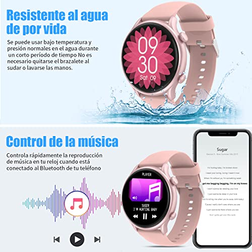 Smartwatch, Contesta Llamadas y SMS, Reloj Inteligente Deportivo 1.32" Táctil Completa IP67, Pulsómetro Monitor de Sueño