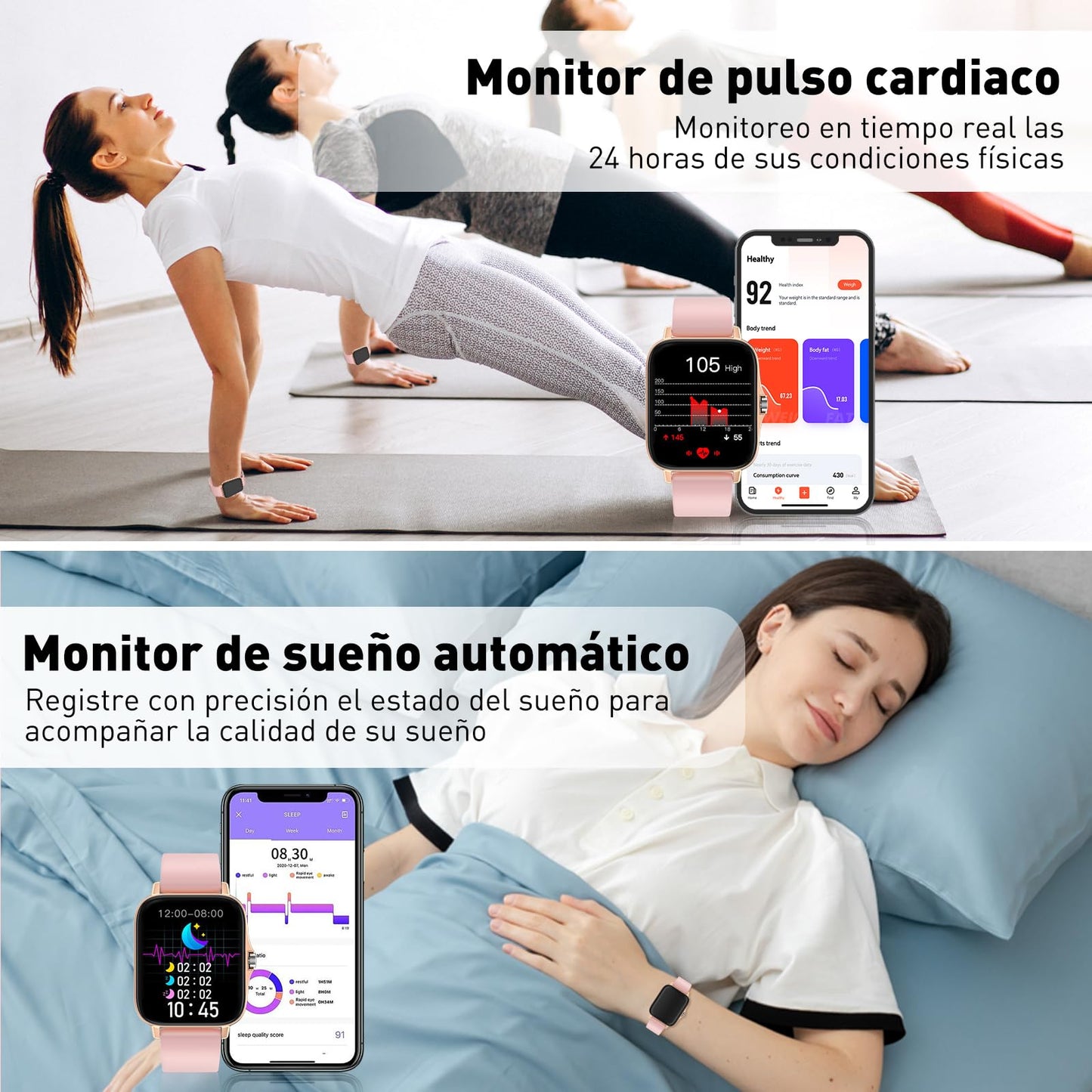 Smartwatch, Reloj Inteligente Mujer, 1.85" Reloj Deportivo Mujer con Seguimiento Menstrual