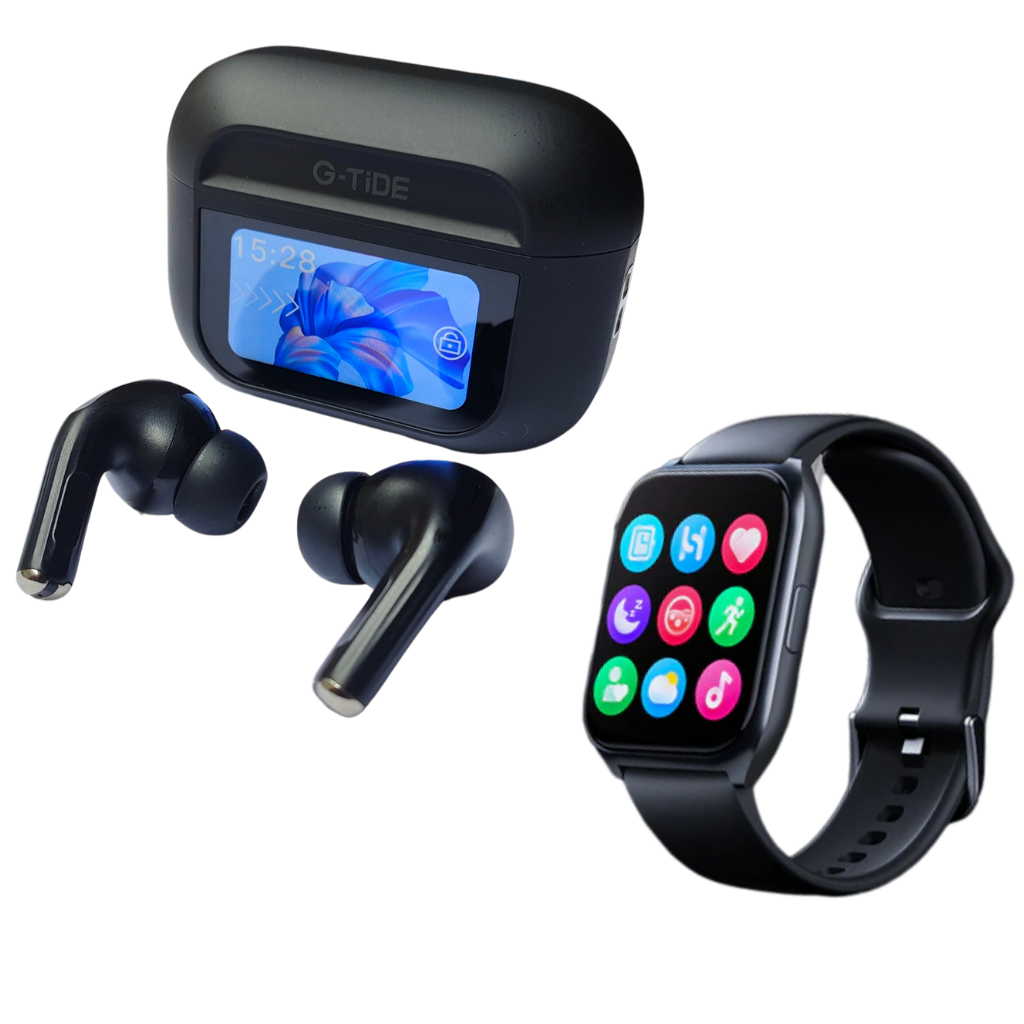 Audífonos Con Pantalla táctil G-tide Y Smartwatch Filwans Gts Mini llamadas y notificaciones. Combo