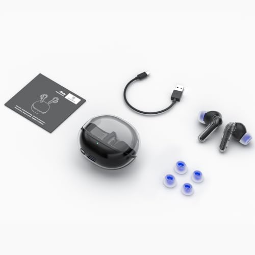 SoundPEATS Clear Audífonos Inalámbricos Bluetooth 5.3, Controladores de 12 mm y Doble Micrófono ENC para Llamadas Claras Modo de Juego 40 Horas de Tiempo de Reproducción Control de Aplicación