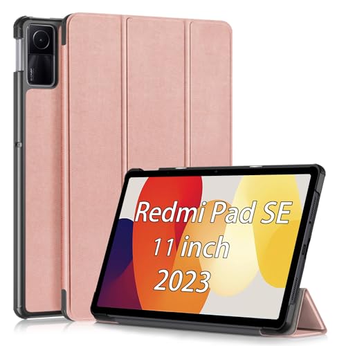 Funda para Redmi Pad Se 11" 2023 Carcasa Cuero Protectora PC+PU Smart Cover (Rosa)