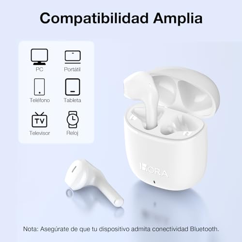 1 Hora Audífonos Bluetooth 5.3 Inalámbricos, Mini Auriculares Inalámbricos.
