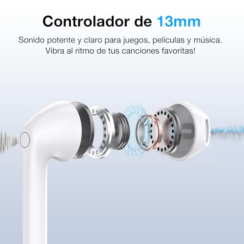 1 Hora Audífonos Bluetooth 5.3 Inalámbricos, Mini Auriculares Inalámbricos.