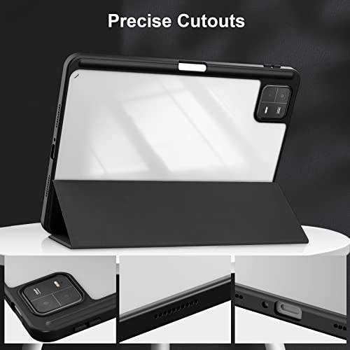 Funda para Xiaomi Pad 6 Funda Acrílico Suave Transparente Piel Cuero Protector Cover (Negro)