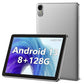 JUNINKE Tablet Android de 10.1 Pulgadas, 13 tabletas, 8 GB RAM 128 GB ROM 1 TB Expand, 1280 x 800 IPS HD, procesador de Cuatro núcleos, WIFI6, cámara Doble, 6000 mAh, BT, Tablet de Oficina (Plateado)