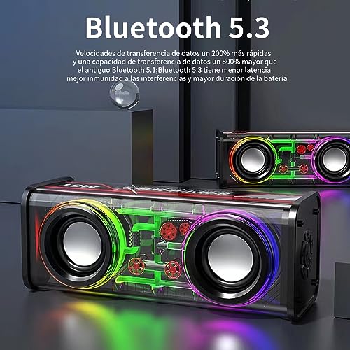 Bocina Bluetooth 5.3, Bocina Inalámbrica, Bocina de Estilo Mecánico Mecha, Bocinas Bluetooth con Modo TWS, Bocina Portatil con Luces RGB Incorporada, Sonido Potente Y Graves Profundos (Blanco)