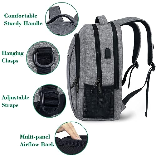 Mochila para portátil de viaje, mochila para portátil de negocios, antirrobo, mochila para portátil delgada y duradera con puerto de carga USB, mochila escolar para portátiles de 15,6 pulgadas