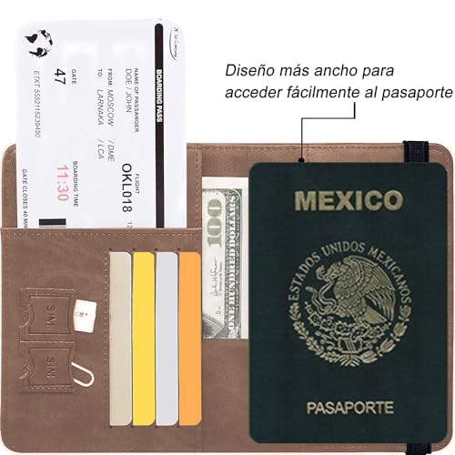 Porta Pasaporte Billetera Caja de Tarjeta de Visita Bolsa de Almacenamiento de Documento. Café
