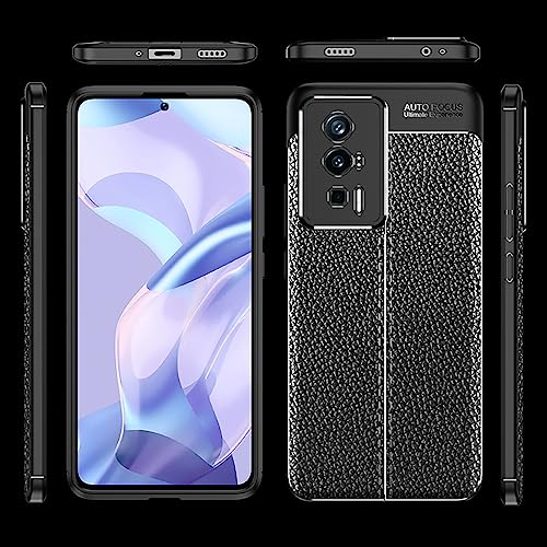 Funda para Mi Xiaomi Poco F5 Pro Case Carcasa Uso Rudo Protector de Cámara Duradero Suave Similar Cuero Protector Cover (Negro)