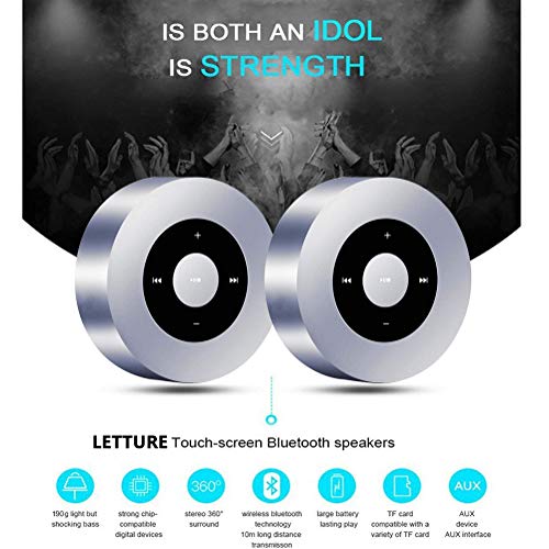 Bocina Bluetooth, LETTURE Bocina portatil Sonido Envolvente estéreo de 360 Grados Mini bocina inalambrica LED Touch bluetooth Speaker Altavoz Bluetooth portátil inalámbrico con sonido HD / Tiempo de reproducción de 10 horas / Bluetooth 4.2 / Llamada Manos