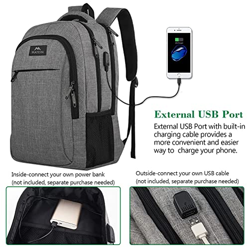Mochila para portátil de viaje, mochila para portátil de negocios, antirrobo, mochila para portátil delgada y duradera con puerto de carga USB, mochila escolar para portátiles de 15,6 pulgadas