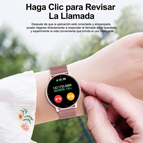 Smartwatch Mujer, Reloj Inteligente Impermeable IPX67, Monitor De Frecuencia Cardíaca/Oxígeno en Sangre/Presión Arterial, Múltiples Modos Deportivos, Monitor De Calorías.