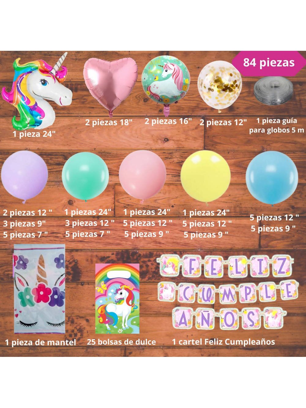Kit Completo Decoración De Unicornio Para Cumpleaños - Tecniquero