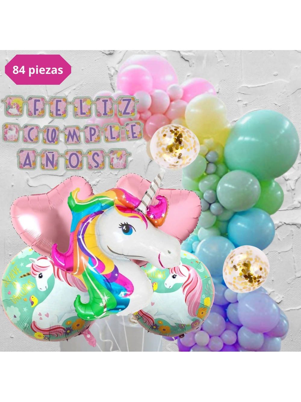 Kit Completo Decoración De Unicornio Para Cumpleaños - Tecniquero